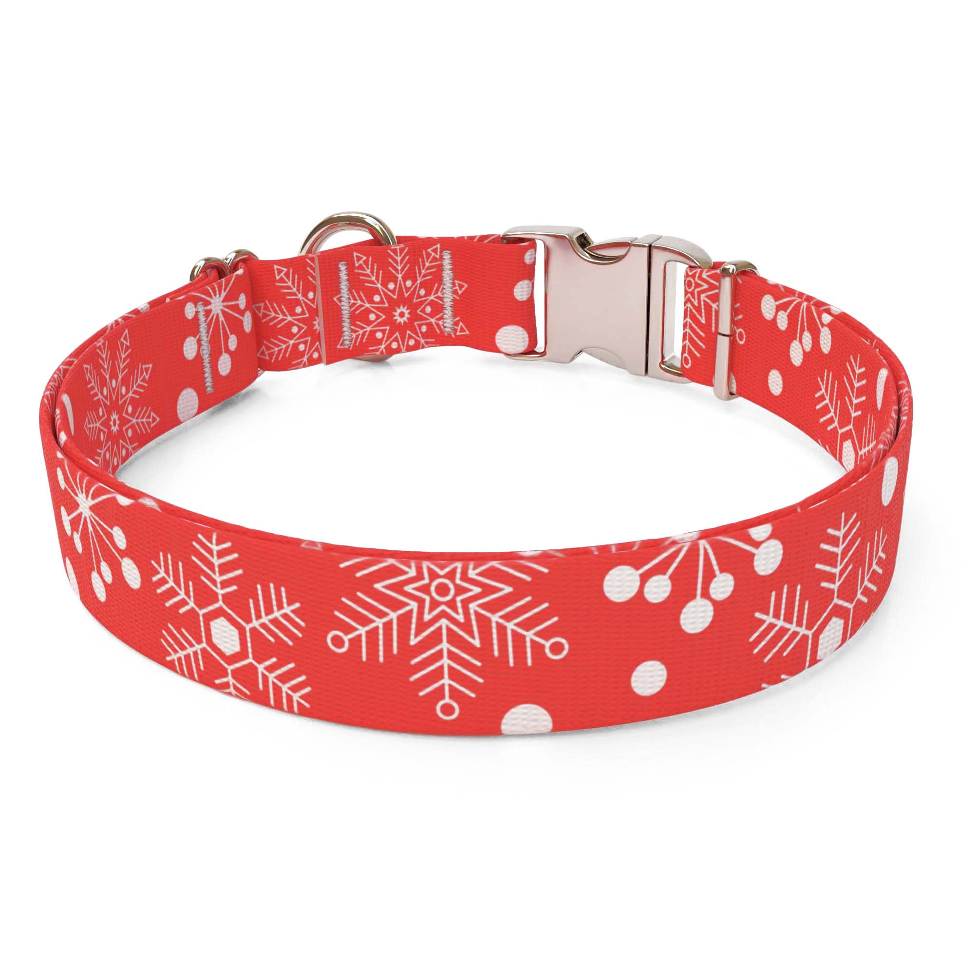 Red Snowflakes Dog Collar