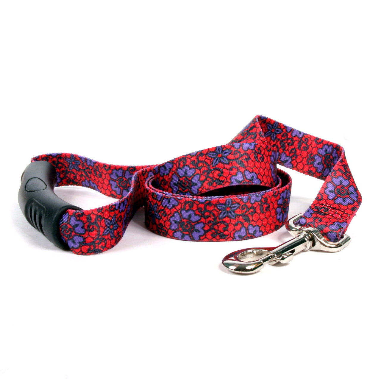 Red Lace Flowers Dog Leash