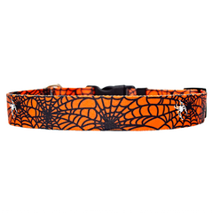 Spider Web Orange Dog Collar