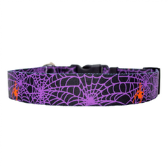 Spider Web Purple Dog Collar