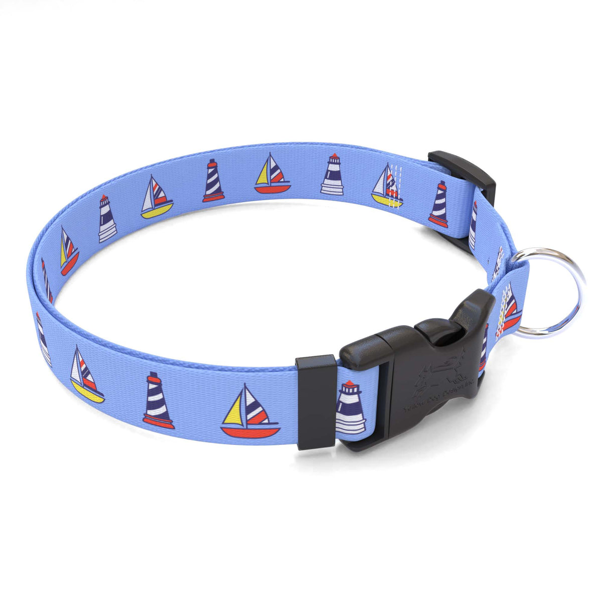 Sailboats and Lighthouses Dog Collar