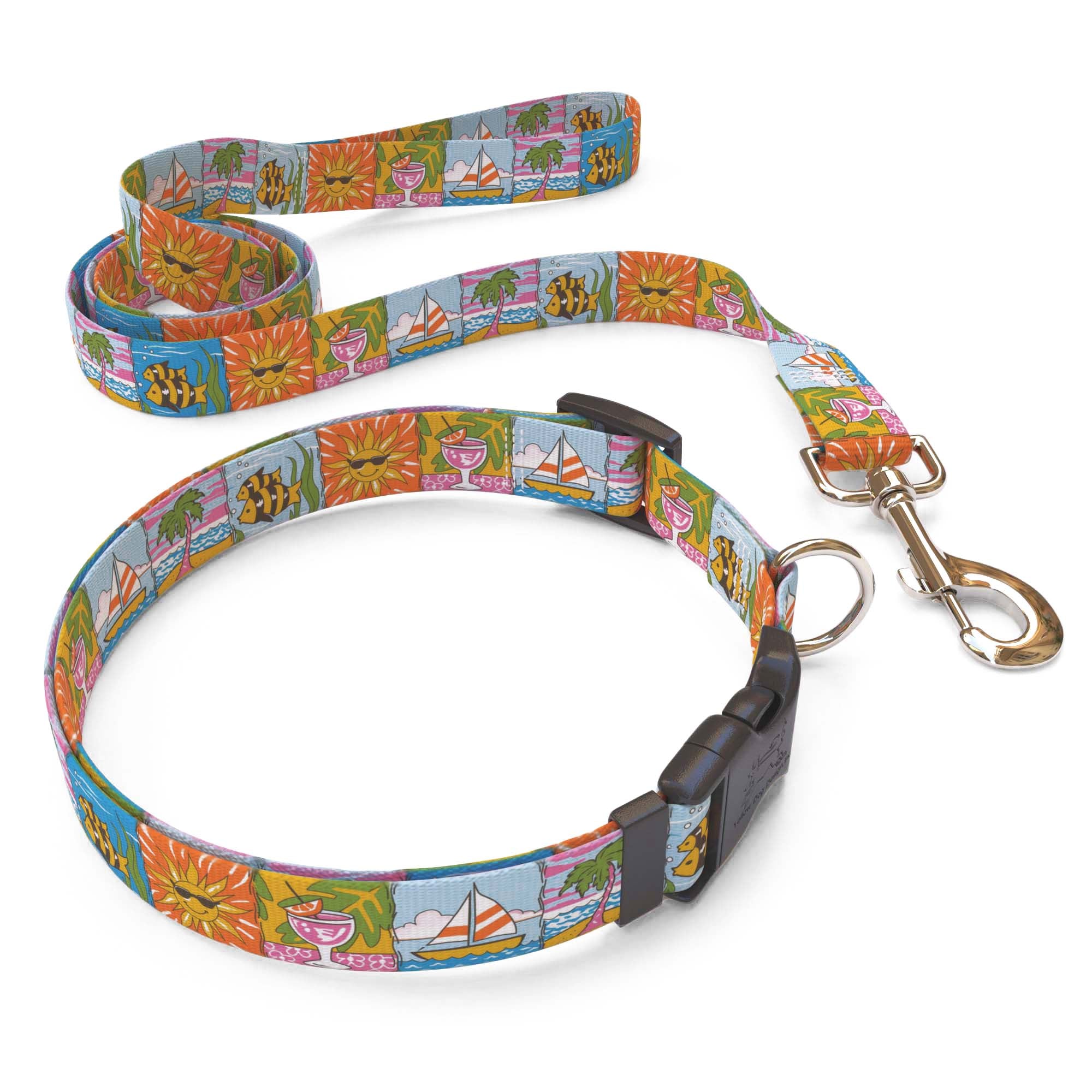 Matching Seaside Dog Collar and Leash