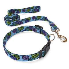 Spirals Blue Dog Collar