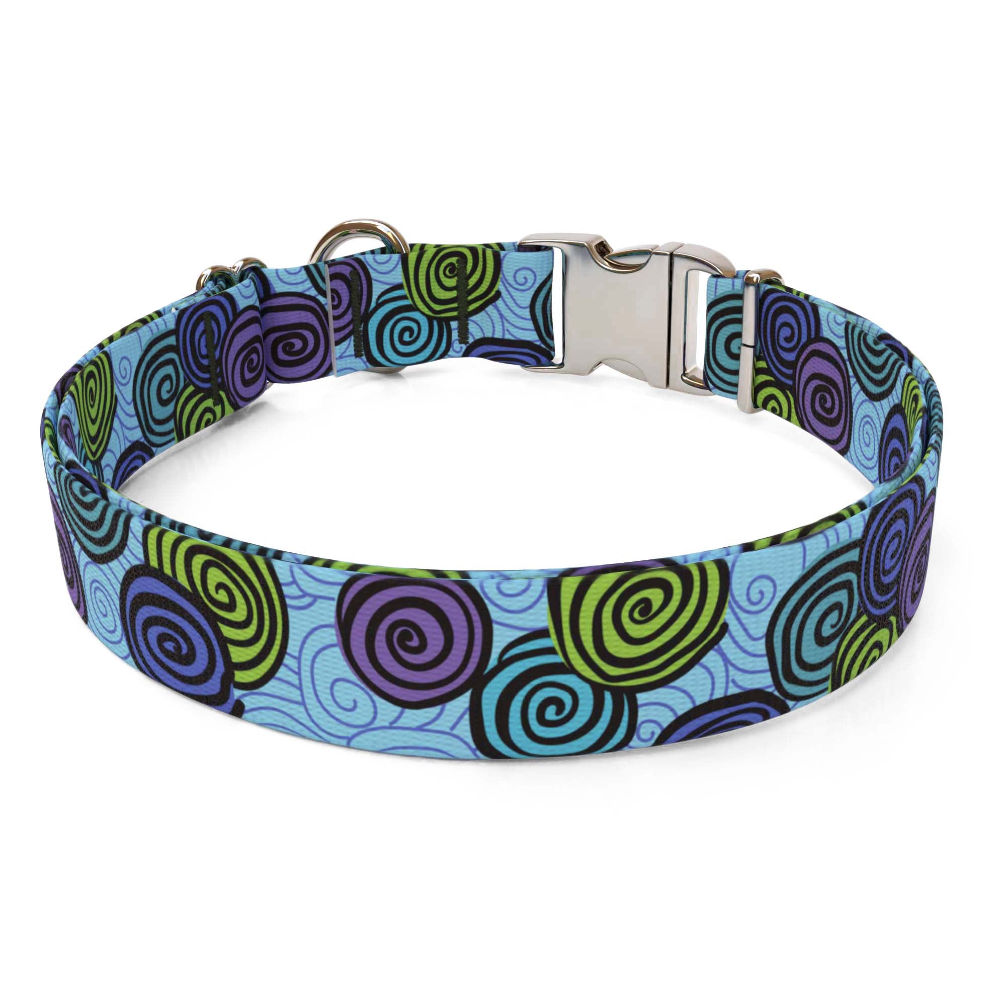 Spirals Blue Dog Collar