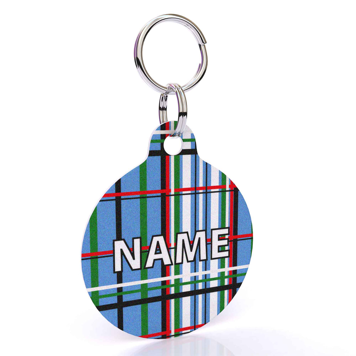 Tartan Plaid Blue HD Dog ID Tag