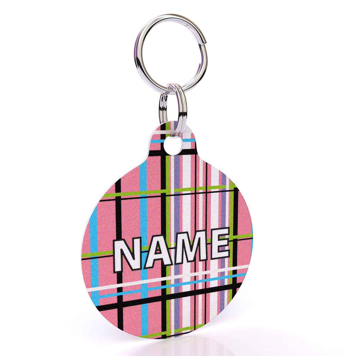 Tartan Plaid Pink HD Dog ID Tag