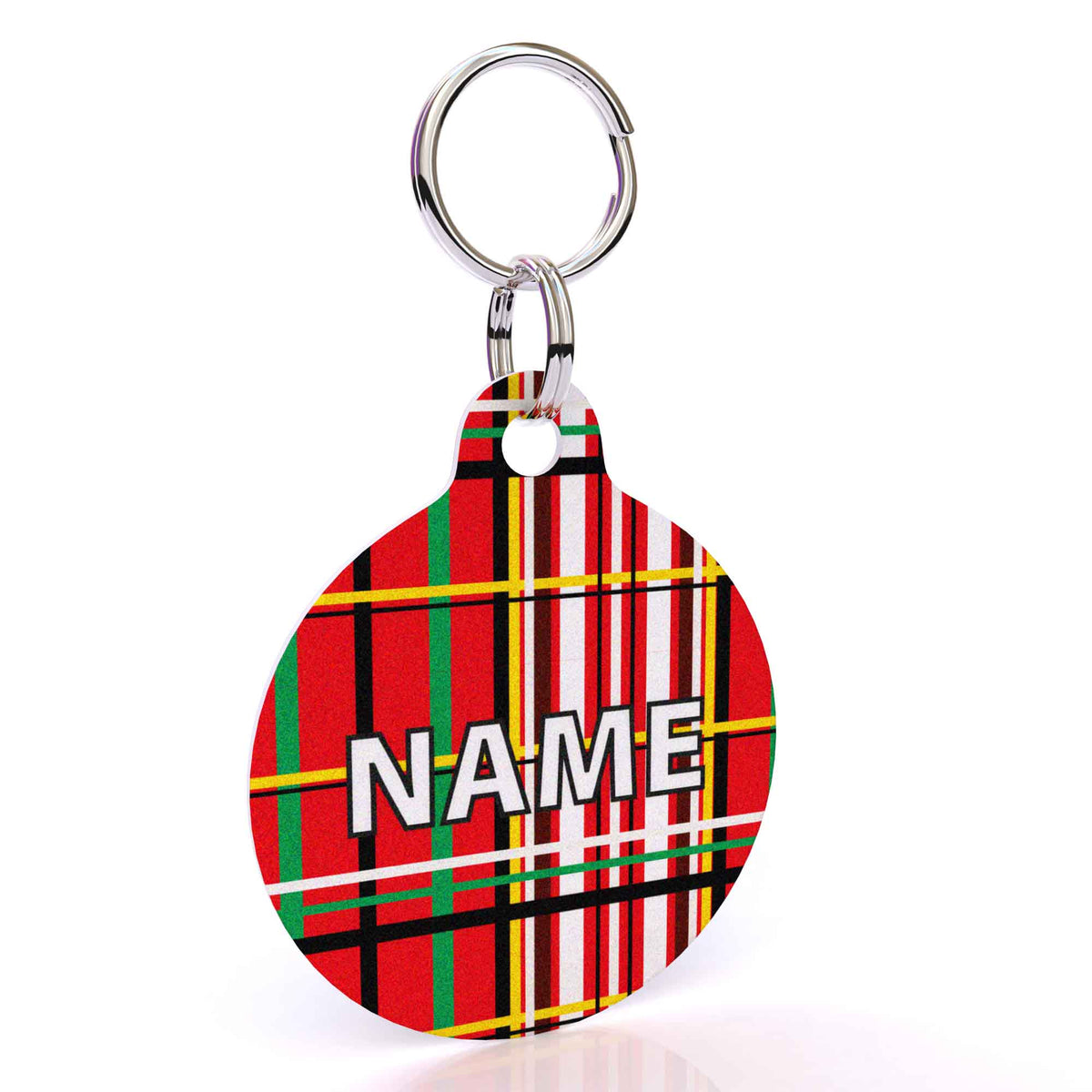 Tartan Plaid Red HD Dog ID Tag