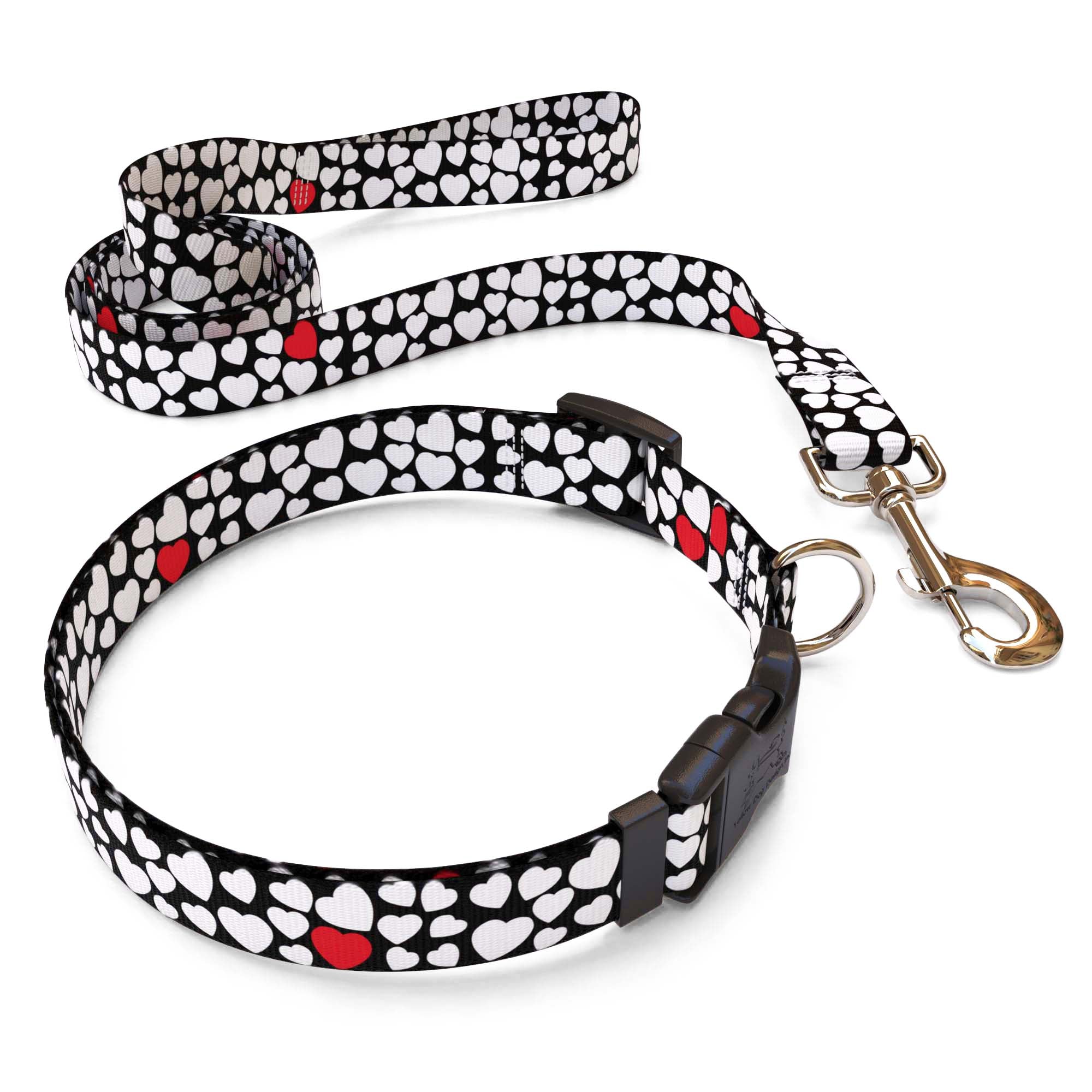 White Hearts Dog Collar