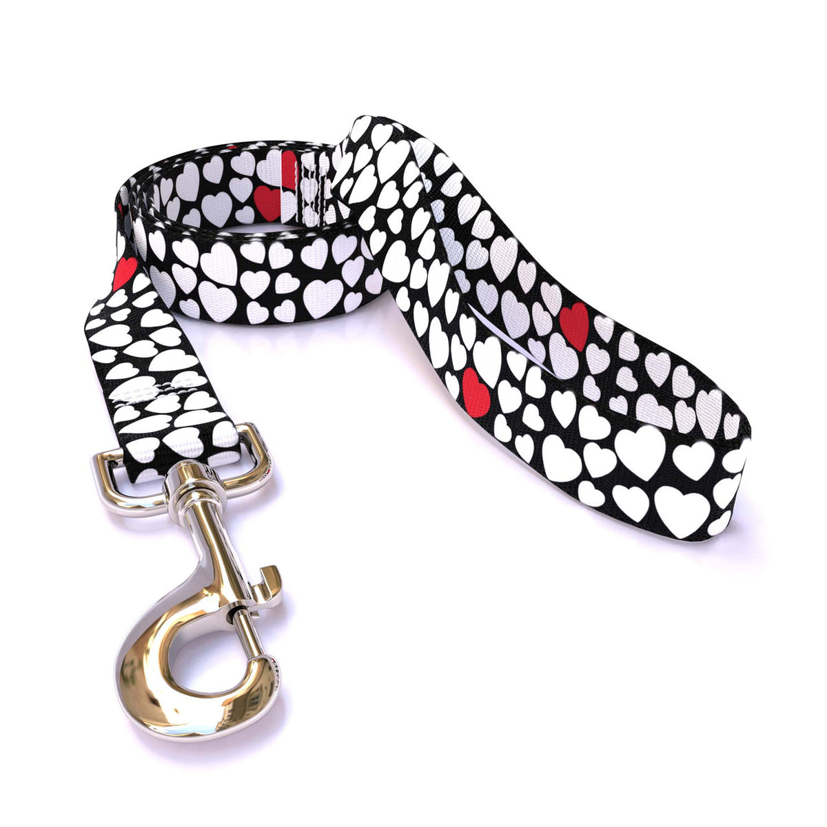 White Hearts Dog Leash