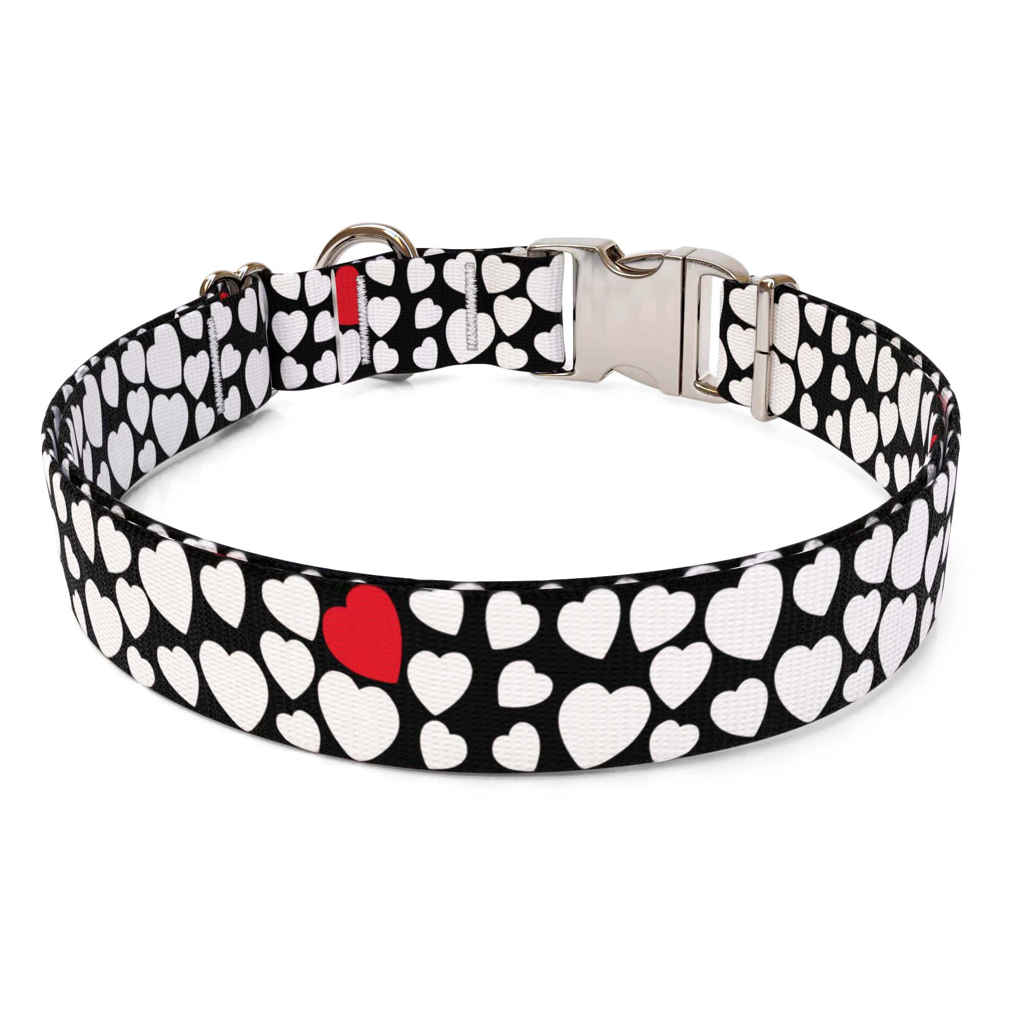 White Hearts Dog Collar