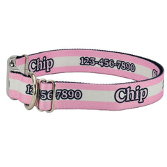 Personalized Light Pink Mighty Stripes Dog Collar