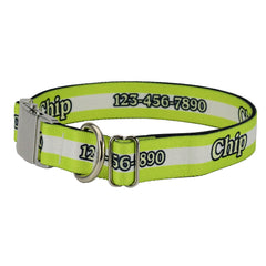 Personalized Neon Green Mighty Stripes Dog Collar