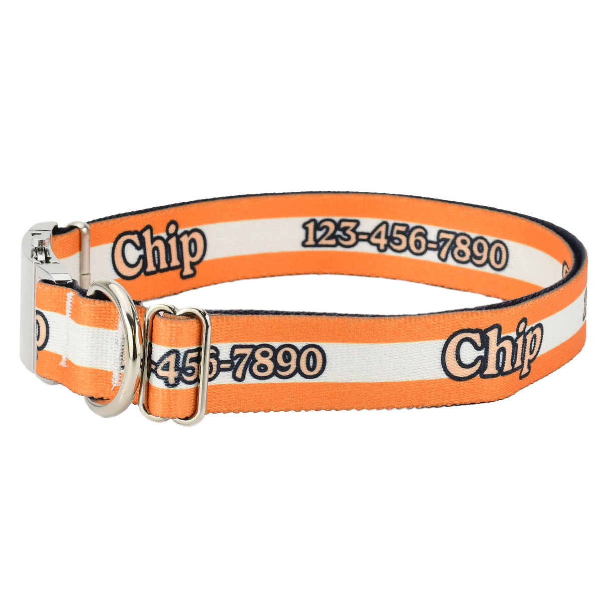 Personalized Orange Mighty Stripes Dog Collar