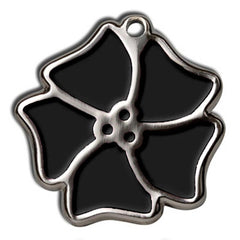 Black Aloha Flower Dog ID Tag - With Engraving