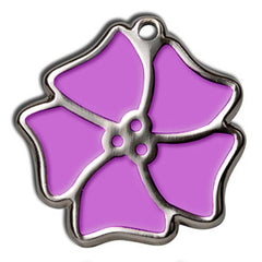 Purple Aloha Flower Dog ID Tag - With Engraving