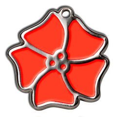 Red Aloha Flower Dog ID Tag - With Engraving