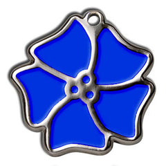 Royal Blue Aloha Flower Dog ID Tag - With Engraving