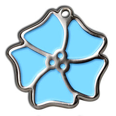 Sky Blue Aloha Flower Dog ID Tag - With Engraving