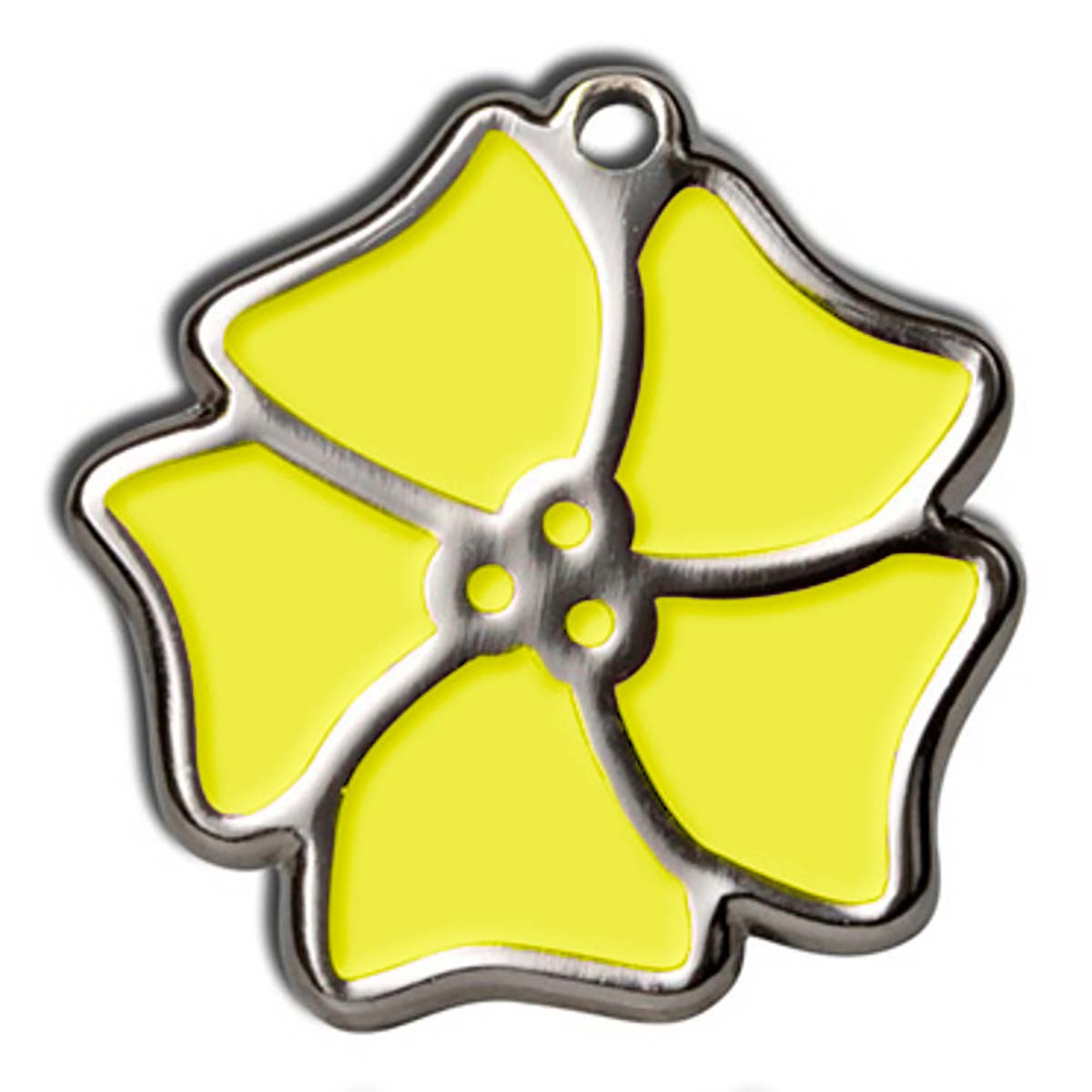 Yellow Aloha Flower Dog ID Tag - With Engraving