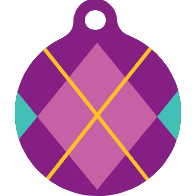 Purple Argyle Plaid HD Dog ID Tag