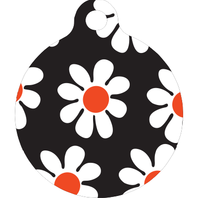 Black Daisy HD Dog ID Tag