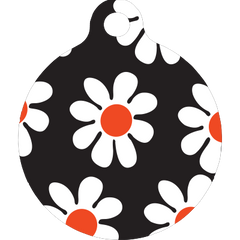 Black Daisy HD Dog ID Tag