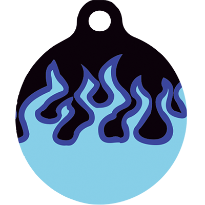 Blue Flames HD Dog ID Tag