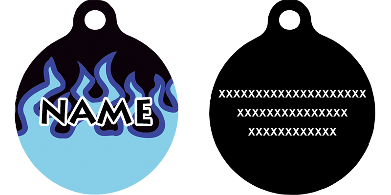 Blue Flames HD Dog ID Tag