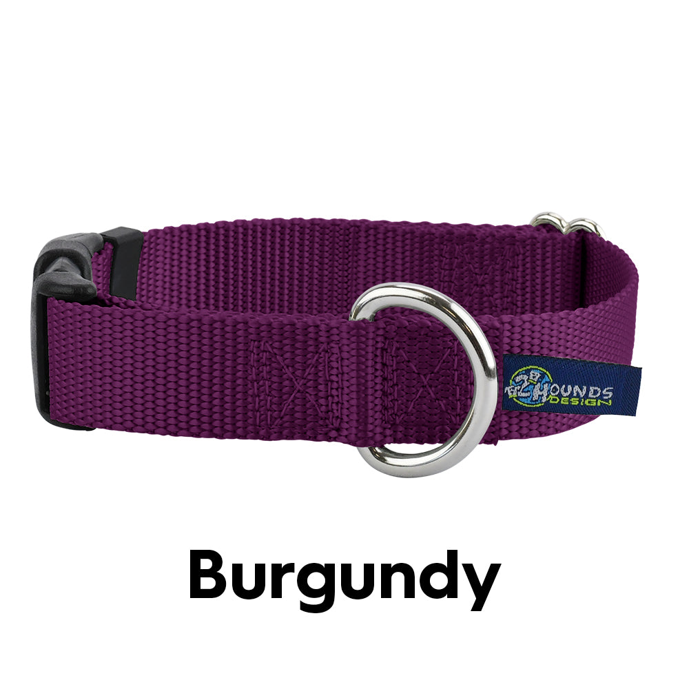 5/8" and 1" Burgundy Nylon Buckle Dog Collar