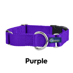 5/8" and 1" Purple Nylon Buckle Martingale Dog Collar