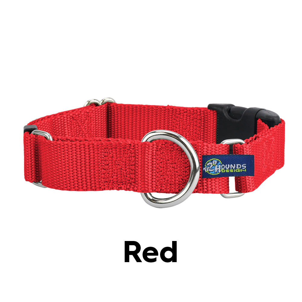 5/8" and 1" Red Nylon Buckle Martingale Dog Collar