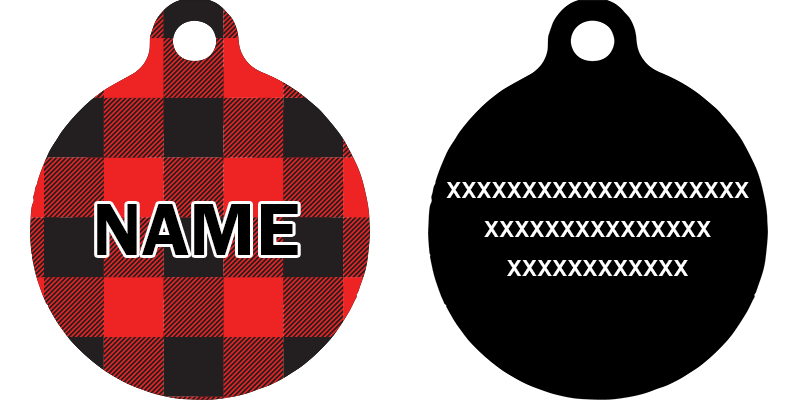 Buffalo Plaid Red HD Dog ID Tag