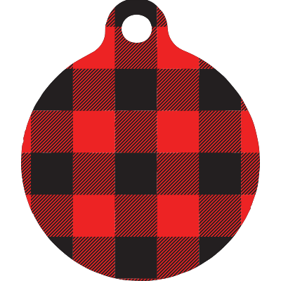 Buffalo Plaid Red HD Dog ID Tag