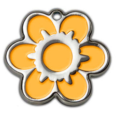 Orange Daisy Flower Dog ID Tag - With Engraving