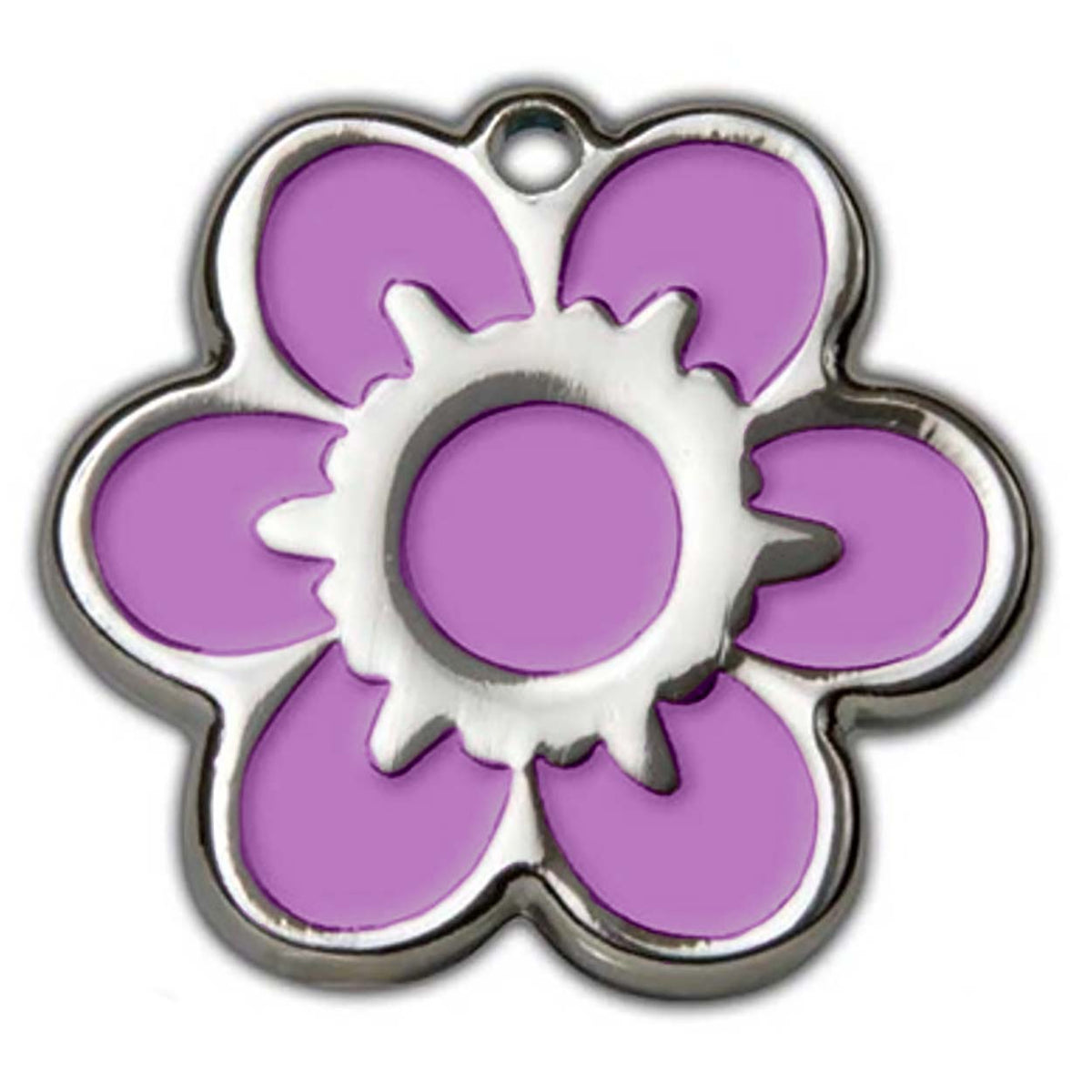 Purple Daisy Flower Dog ID Tag - With Engraving