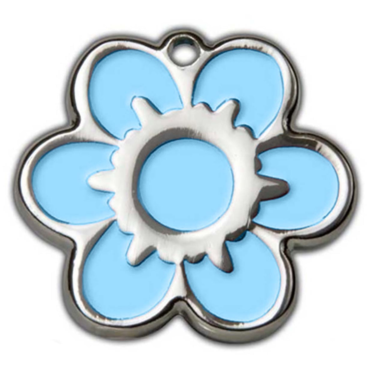 Sky Blue Daisy Flower Dog ID Tag - With Engraving