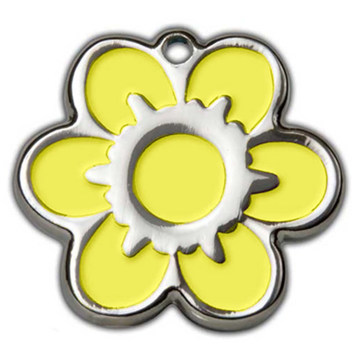 Yellow Daisy Flower Dog ID Tag - With Engraving