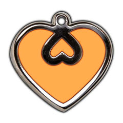 Orange Heart Dog ID Tag - With Engraving