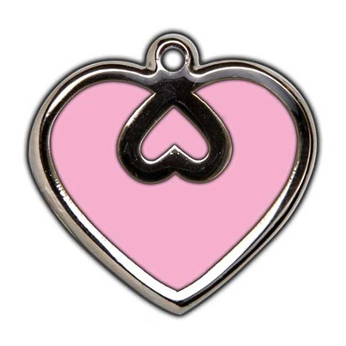 Pink Heart Dog ID Tag - With Engraving