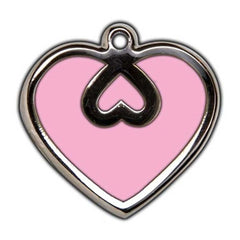 Pink Heart Dog ID Tag - With Engraving