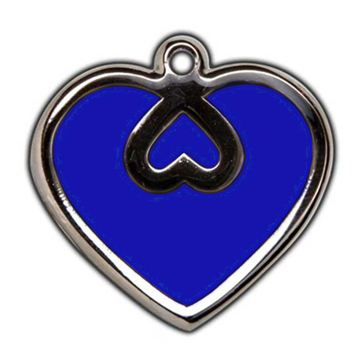 Royal Blue Heart Dog ID Tag - With Engraving