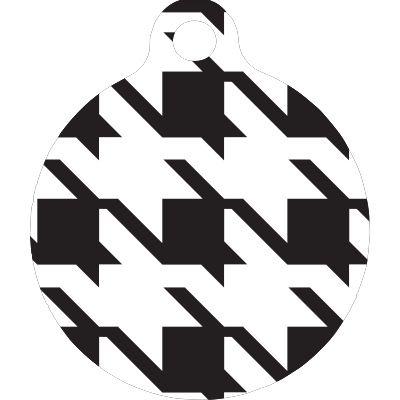 Houndstooth White and Black HD Dog ID Tag