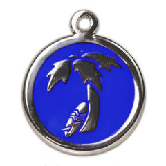 Royal Blue Island Palm Dog ID Tag - With Engraving