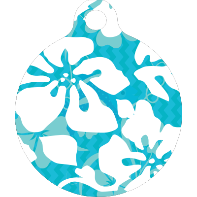 Island Floral Blue HD Dog ID Tag