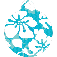 Island Floral Blue HD Dog ID Tag