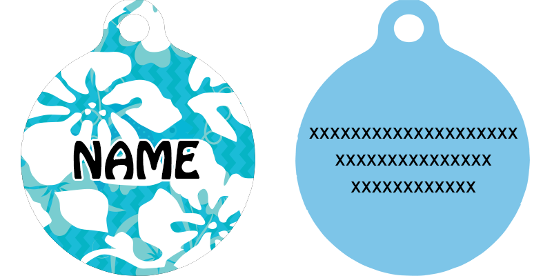 Island Floral Blue HD Dog ID Tag