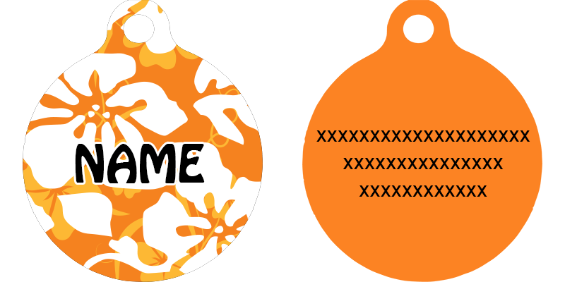 Island Floral Orange HD Dog ID Tag