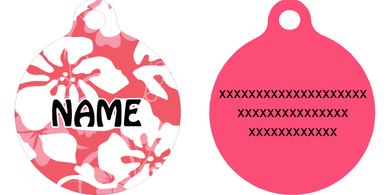 Island Floral Pink HD Dog ID Tag