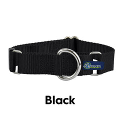 5/8" and 1" Black Nylon Martingale Dog Collar