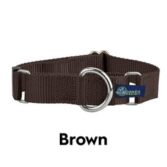 5/8" and 1" Brown Nylon Martingale Dog Collar